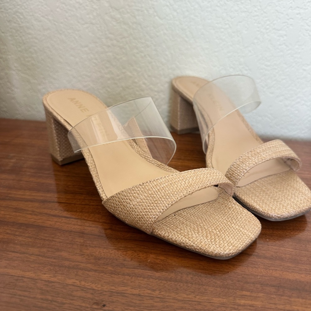 Anne Klein Beige Block Heel Sandals